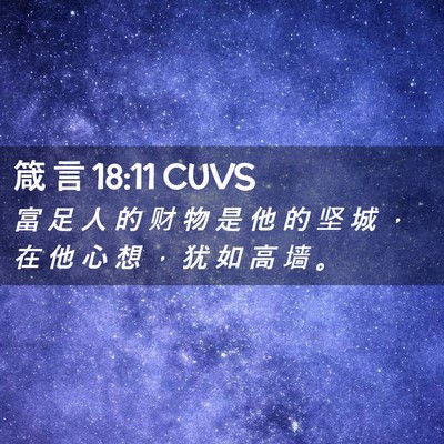 Picture 02 - 箴 言 18:11 CUVS - 富 足 人 的 财 物 是 他 的 坚 城 ， - Bible Verse Picture