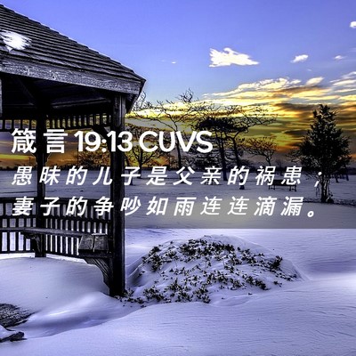 Picture 02 - 箴 言 19:13 CUVS - 愚 昧 的 儿 子 是 父 亲 的 祸 患 ； - Bible Verse Picture