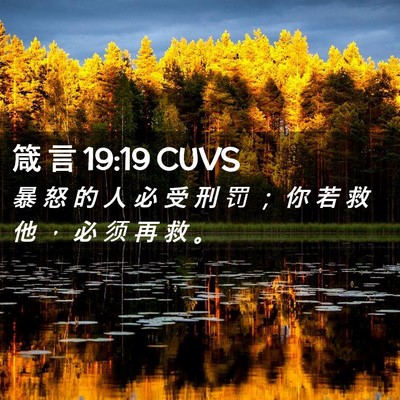 Picture 02 - 箴 言 19:19 CUVS - 暴 怒 的 人 必 受 刑 罚 ； 你 若 救 - Bible Verse Picture