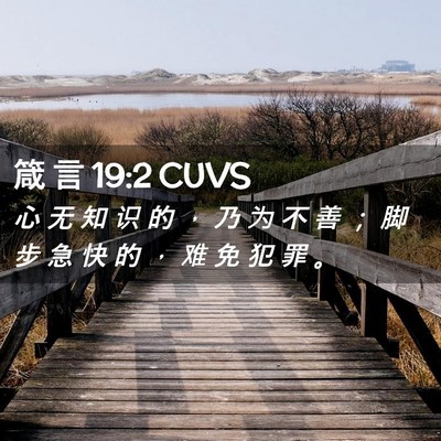 Picture 02 - 箴 言 19:2 CUVS - 心 无 知 识 的 ， 乃 为 不 善 ； 脚 - Bible Verse Picture