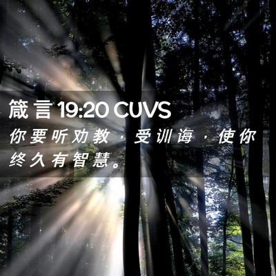 Picture 02 - 箴 言 19:20 CUVS - 你 要 听 劝 教 ， 受 训 诲 ， 使 你 - Bible Verse Picture