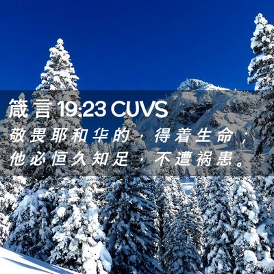 Picture 02 - 箴 言 19:23 CUVS - 敬 畏 耶 和 华 的 ， 得 着 生 命 ； - Bible Verse Picture