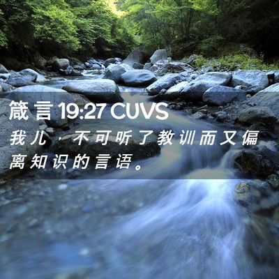 Picture 02 - 箴 言 19:27 CUVS - 我 儿 ， 不 可 听 了 教 训 而 又 偏 - Bible Verse Picture