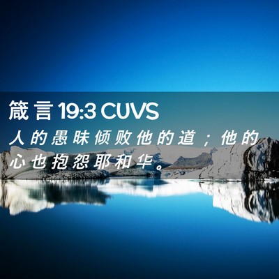 Picture 02 - 箴 言 19:3 CUVS - 人 的 愚 昧 倾 败 他 的 道 ； 他 的 - Bible Verse Picture