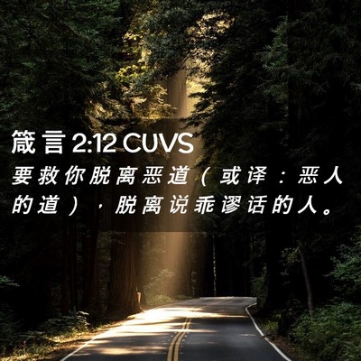 Picture 02 - 箴 言 2:12 CUVS - 要 救 你 脱 离 恶 道 （ 或 译 ： 恶 - Bible Verse Picture