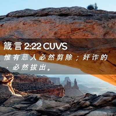 Picture 02 - 箴 言 2:22 CUVS - 惟 有 恶 人 必 然 剪 除 ； 奸 诈 的 - Bible Verse Picture