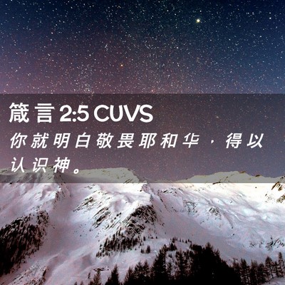 Picture 02 - 箴 言 2:5 CUVS - 你 就 明 白 敬 畏 耶 和 华 ， 得 以 - Bible Verse Picture