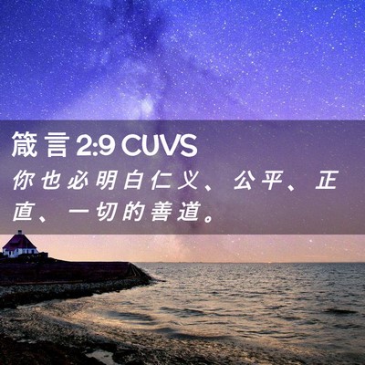 Picture 02 - 箴 言 2:9 CUVS - 你 也 必 明 白 仁 义 、 公 平 、 正 - Bible Verse Picture