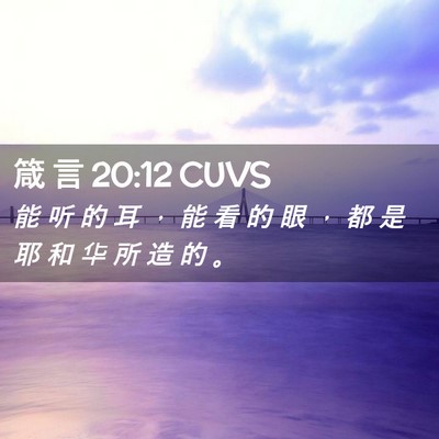 Picture 02 - 箴 言 20:12 CUVS - 能 听 的 耳 ， 能 看 的 眼 ， 都 是 - Bible Verse Picture