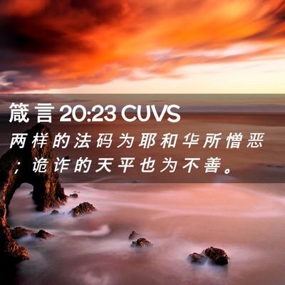 Picture 02 - 箴 言 20:23 CUVS - 两 样 的 法 码 为 耶 和 华 所 憎 恶 - Bible Verse Picture