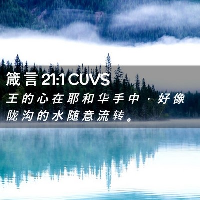 Picture 02 - 箴 言 21:1 CUVS - 王 的 心 在 耶 和 华 手 中 ， 好 像 - Bible Verse Picture