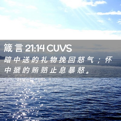 Picture 02 - 箴 言 21:14 CUVS - 暗 中 送 的 礼 物 挽 回 怒 气 ； 怀 - Bible Verse Picture