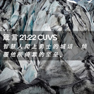 Picture 02 - 箴 言 21:22 CUVS - 智 慧 人 爬 上 勇 士 的 城 墙 ， 倾 - Bible Verse Picture