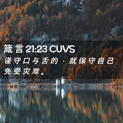 Picture 02 - 箴 言 21:23 CUVS - 谨 守 口 与 舌 的 ， 就 保 守 自 己 - Bible Verse Picture