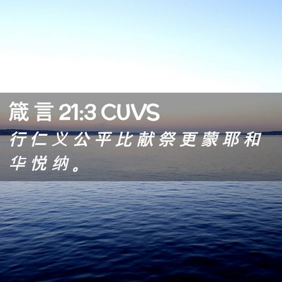 Picture 02 - 箴 言 21:3 CUVS - 行 仁 义 公 平 比 献 祭 更 蒙 耶 和 - Bible Verse Picture