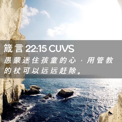 Picture 02 - 箴 言 22:15 CUVS - 愚 蒙 迷 住 孩 童 的 心 ， 用 管 教 - Bible Verse Picture