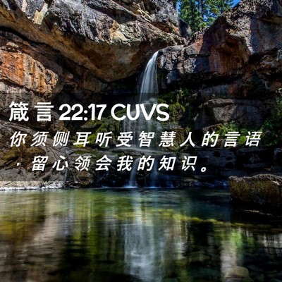 Picture 02 - 箴 言 22:17 CUVS - 你 须 侧 耳 听 受 智 慧 人 的 言 语 - Bible Verse Picture