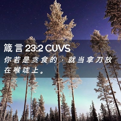 Picture 02 - 箴 言 23:2 CUVS - 你 若 是 贪 食 的 ， 就 当 拿 刀 放 - Bible Verse Picture