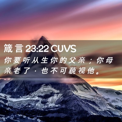 Picture 02 - 箴 言 23:22 CUVS - 你 要 听 从 生 你 的 父 亲 ； 你 母 - Bible Verse Picture