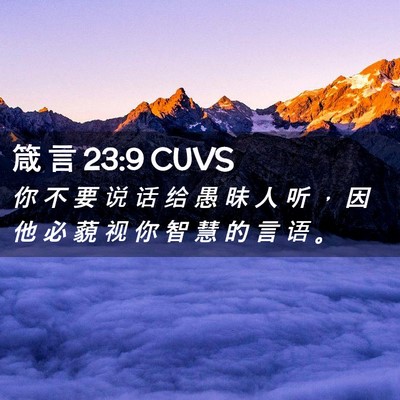 Picture 02 - 箴 言 23:9 CUVS - 你 不 要 说 话 给 愚 昧 人 听 ， 因 - Bible Verse Picture