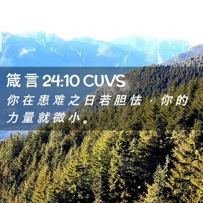 Picture 02 - 箴 言 24:10 CUVS - 你 在 患 难 之 日 若 胆 怯 ， 你 的 - Bible Verse Picture