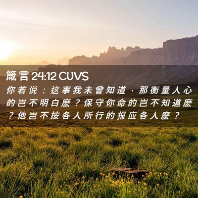 Picture 02 - 箴 言 24:12 CUVS - 你 若 说 ： 这 事 我 未 曾 知 道 ， - Bible Verse Picture