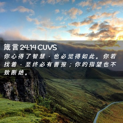 Picture 02 - 箴 言 24:14 CUVS - 你 心 得 了 智 慧 ， 也 必 觉 得 如 - Bible Verse Picture