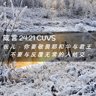 Picture 02 - 箴 言 24:21 CUVS - 我 儿 ， 你 要 敬 畏 耶 和 华 与 君 - Bible Verse Picture