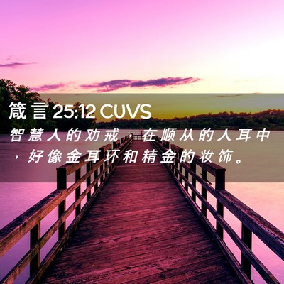Picture 02 - 箴 言 25:12 CUVS - 智 慧 人 的 劝 戒 ， 在 顺 从 的 人 - Bible Verse Picture