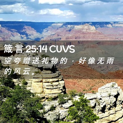 Picture 02 - 箴 言 25:14 CUVS - 空 夸 赠 送 礼 物 的 ， 好 像 无 雨 - Bible Verse Picture