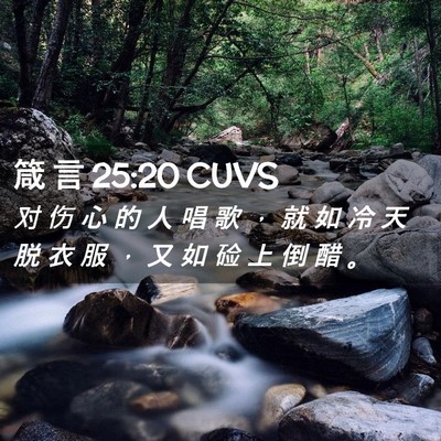 Picture 02 - 箴 言 25:20 CUVS - 对 伤 心 的 人 唱 歌 ， 就 如 冷 天 - Bible Verse Picture