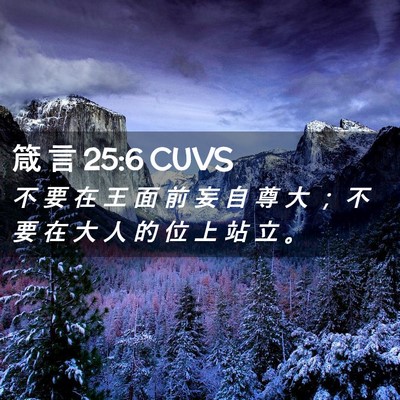 Picture 02 - 箴 言 25:6 CUVS - 不 要 在 王 面 前 妄 自 尊 大 ； 不 - Bible Verse Picture