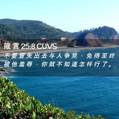 Picture 02 - 箴 言 25:8 CUVS - 不 要 冒 失 出 去 与 人 争 竞 ， 免 - Bible Verse Picture