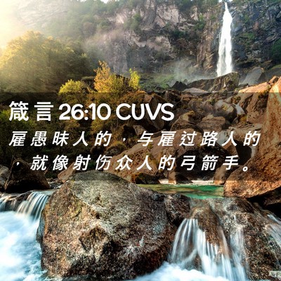 Picture 02 - 箴 言 26:10 CUVS - 雇 愚 昧 人 的 ， 与 雇 过 路 人 的 - Bible Verse Picture