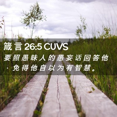 Picture 02 - 箴 言 26:5 CUVS - 要 照 愚 昧 人 的 愚 妄 话 回 答 他 - Bible Verse Picture