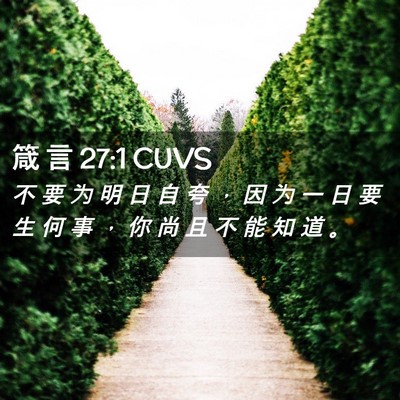 Picture 02 - 箴 言 27:1 CUVS - 不 要 为 明 日 自 夸 ， 因 为 一 日 - Bible Verse Picture
