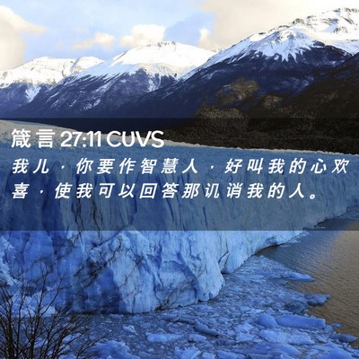 Picture 02 - 箴 言 27:11 CUVS - 我 儿 ， 你 要 作 智 慧 人 ， 好 叫 - Bible Verse Picture