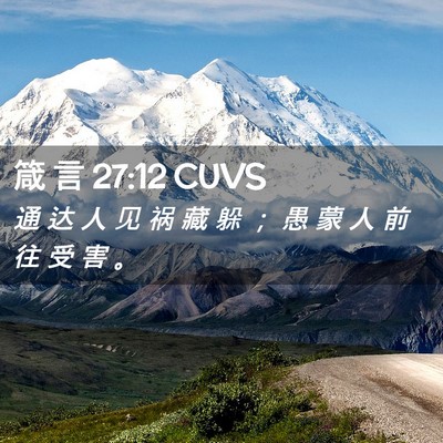 Picture 02 - 箴 言 27:12 CUVS - 通 达 人 见 祸 藏 躲 ； 愚 蒙 人 前 - Bible Verse Picture