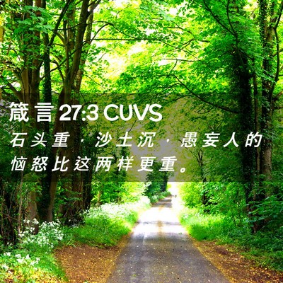 Picture 02 - 箴 言 27:3 CUVS - 石 头 重 ， 沙 土 沉 ， 愚 妄 人 的 - Bible Verse Picture
