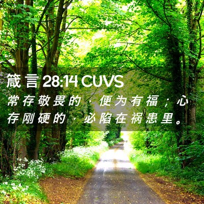 Picture 02 - 箴 言 28:14 CUVS - 常 存 敬 畏 的 ， 便 为 有 福 ； 心 - Bible Verse Picture