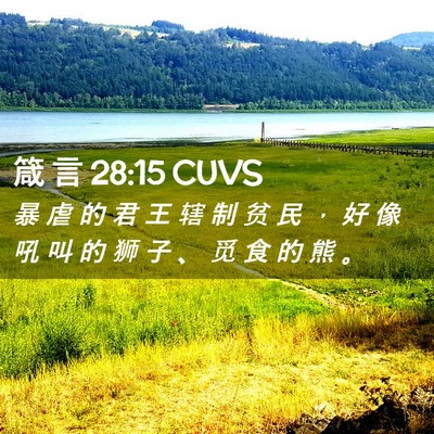 Picture 02 - 箴 言 28:15 CUVS - 暴 虐 的 君 王 辖 制 贫 民 ， 好 像 - Bible Verse Picture