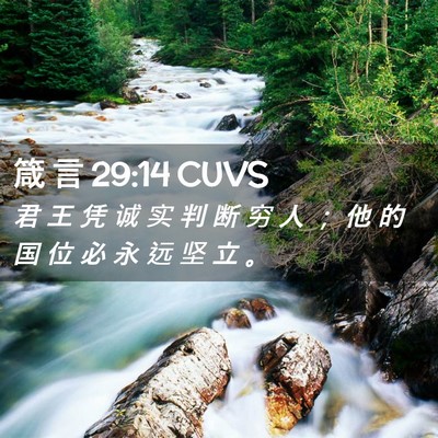 Picture 02 - 箴 言 29:14 CUVS - 君 王 凭 诚 实 判 断 穷 人 ； 他 的 - Bible Verse Picture