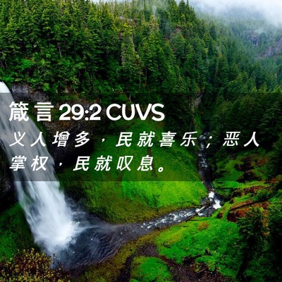 Picture 02 - 箴 言 29:2 CUVS - 义 人 增 多 ， 民 就 喜 乐 ； 恶 人 - Bible Verse Picture