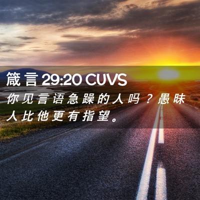 Picture 02 - 箴 言 29:20 CUVS - 你 见 言 语 急 躁 的 人 吗 ？ 愚 昧 - Bible Verse Picture