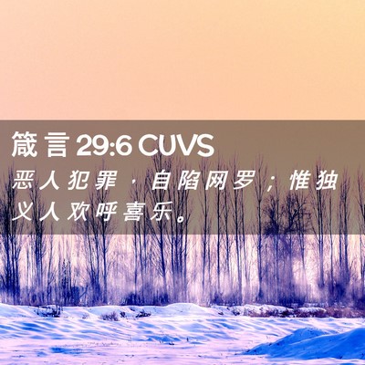 Picture 02 - 箴 言 29:6 CUVS - 恶 人 犯 罪 ， 自 陷 网 罗 ； 惟 独 - Bible Verse Picture