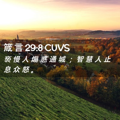Picture 02 - 箴 言 29:8 CUVS - 亵 慢 人 煽 惑 通 城 ； 智 慧 人 止 - Bible Verse Picture