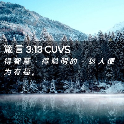 Picture 02 - 箴 言 3:13 CUVS - 得 智 慧 ， 得 聪 明 的 ， 这 人 便 - Bible Verse Picture