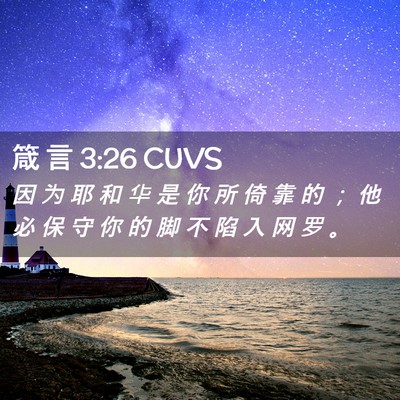 Picture 02 - 箴 言 3:26 CUVS - 因 为 耶 和 华 是 你 所 倚 靠 的 ； - Bible Verse Picture