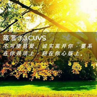 Picture 02 - 箴 言 3:3 CUVS - 不 可 使 慈 爱 、 诚 实 离 开 你 ， - Bible Verse Picture