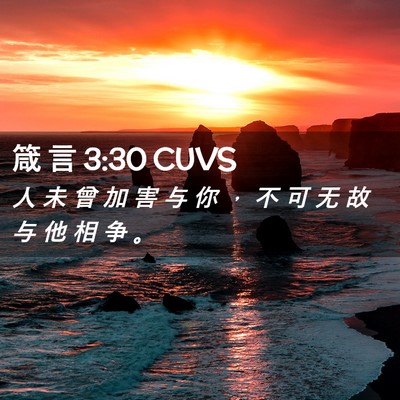 Picture 02 - 箴 言 3:30 CUVS - 人 未 曾 加 害 与 你 ， 不 可 无 故 - Bible Verse Picture